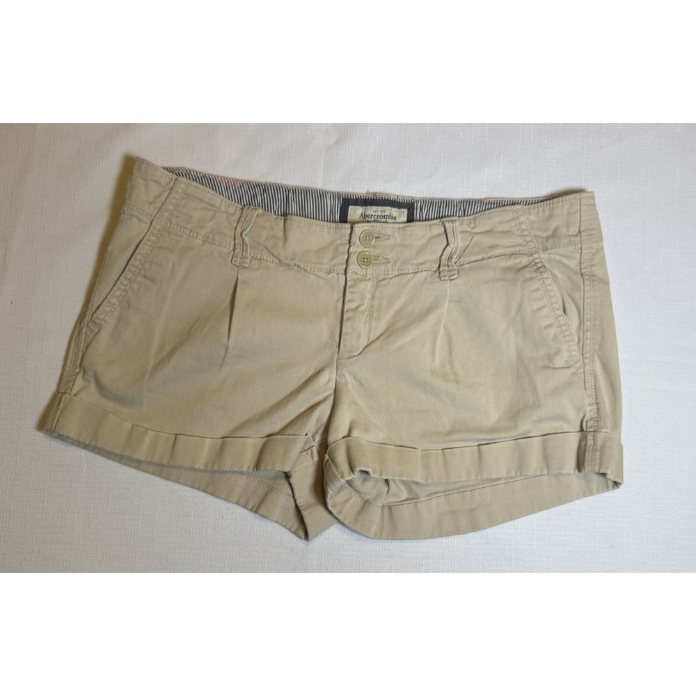 Y2K VTG Abercrombie &‎ Fitch Women's Khaki Chino Micro Shorts Cuffed Moose  Sz 8